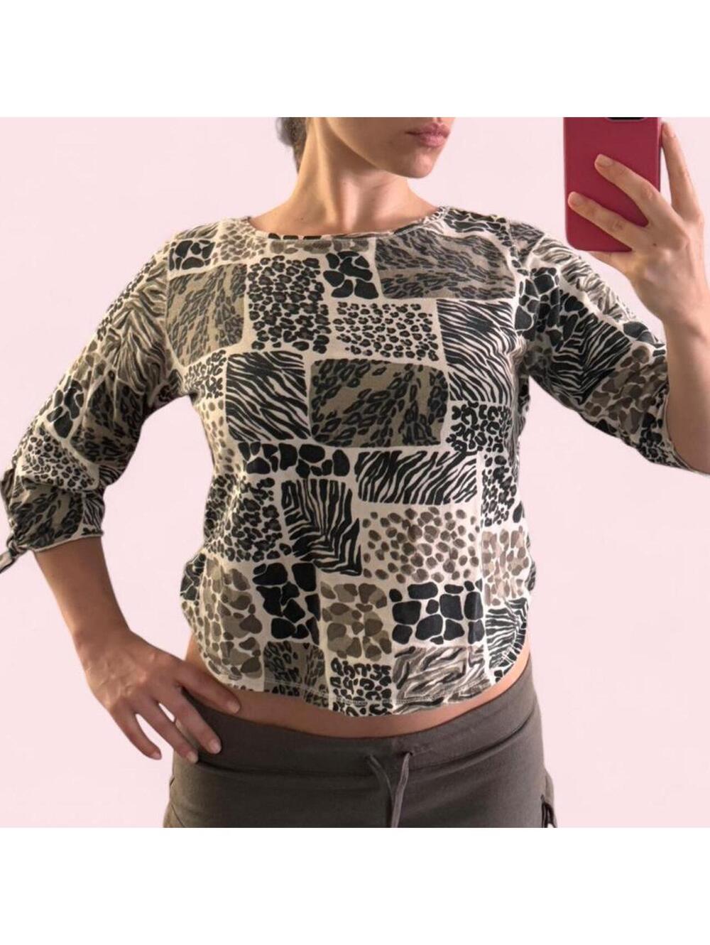 Vintage Hot Cotton patchwork animal print top